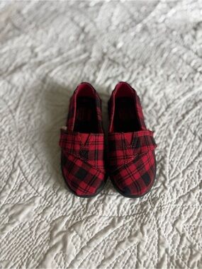 Toms Red and Black Plaid Kids Slip-On Shoes